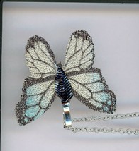Fashion Handmade Blue Gray color Butterfly Pendant with Necklace - £32.45 GBP