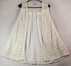 Zara TRAFALUC Kimono Top Women Size Medium White Crochet 100% Cotton Open Front - £16.93 GBP