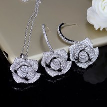 Lower earrings and necklace big bridal wedding party cubic zirconia jewelry sets lovely thumb200