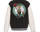 NBA Boston Celtics Reversible Fleece Jacket PVC Sleeves Patches Logo bla... - £101.53 GBP
