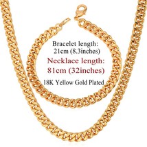 U7 Dubai Gold Color Necklace Set With Party Jewelry Wholesale Cuban Chain Neckla - $35.22