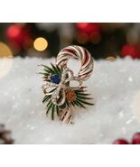 Vintage Brooch Enameled Candy Cane. Perfect Condition, Missing Tiny Stone - $183.75 MXN