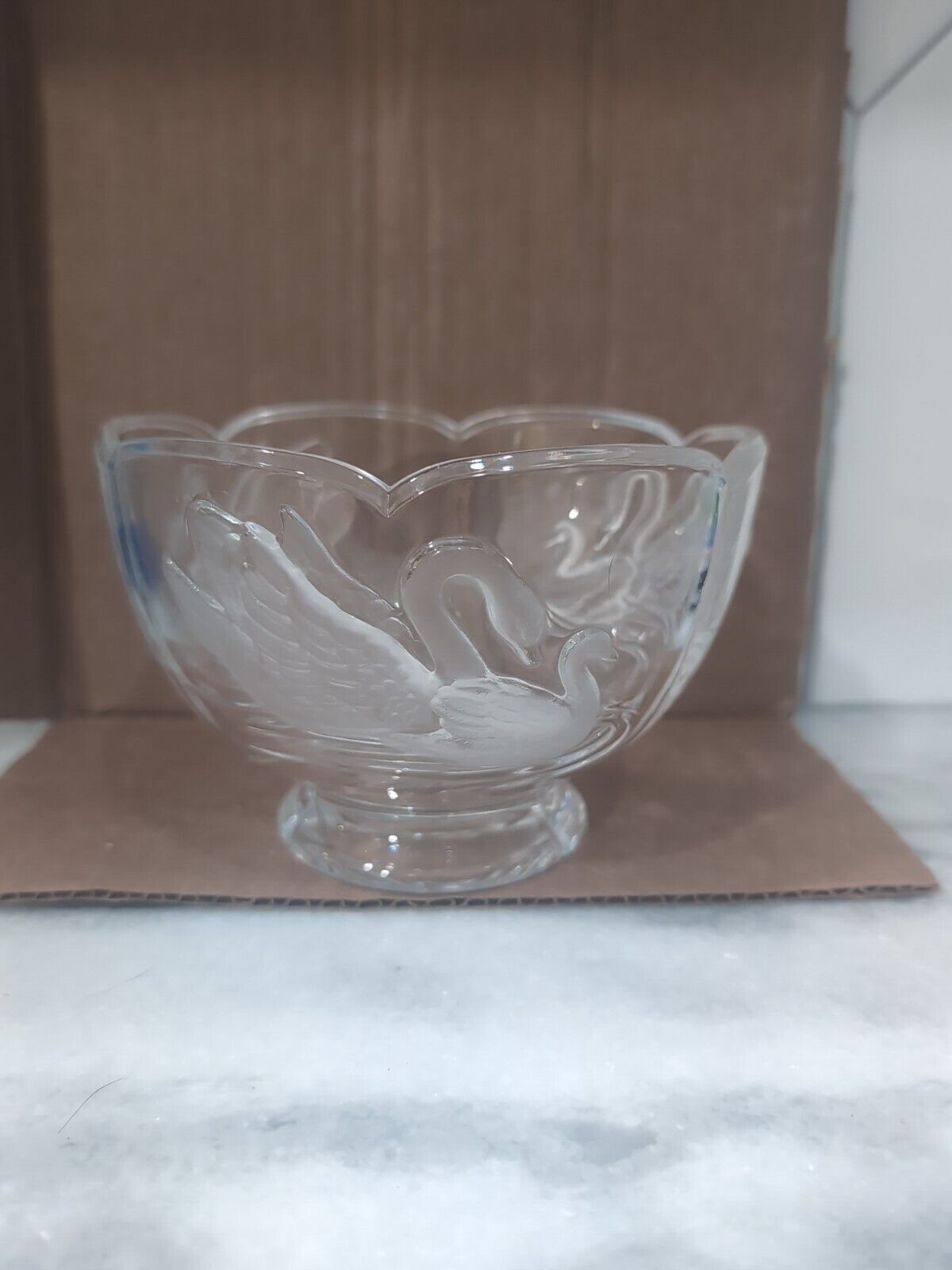 Primary image for Teleflora Crystal Bowl with Frosted Swan, Elegant Centerpiece, Footed Glass Bowl