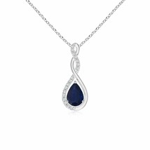 ANGARA Twisted Infinity Floating Blue Sapphire Drop Pendant in 14K Solid Gold - £531.65 GBP