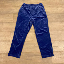 Only Necessities Velour Pull On Pants ~ Sz L ~ Blue ~ High Rise ~ 29&quot; Inseam - £17.87 GBP