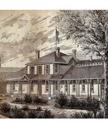 US Post Hospital 1876 Worlds Fair Centennial Expo Victorian Woodcut DWAA3B - $96.12 CAD