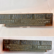 Wood Print Block Ink Stamp The First National Bank Of Aberdeen Maryland - £23.70 GBP