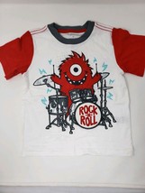 Boys Set Healthex Rock And Roll Theme Shirt Shorts 3T Gray Red 2pc - £9.07 GBP