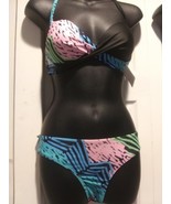 Women Juniors Bikini Bathing Suit Romwe 2 Piece Padded Black/multi Large - $284.91 MXN