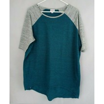 LulaRoe Men&#39;s Oversized Short Sleeve Shirt Jade With Gray Sleeves Size S... - $10.88