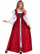 Forum Novelties Women&#39;s Medieval Lace-Up Costume Gown, Red, Standard - £92.06 GBP