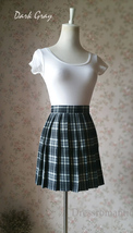 Black White Plaid Mini Skirt Women Girl A-line Pleated Plaid Skirt Outfit image 10