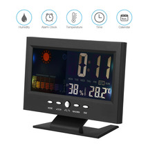 Desk Digital Alarm Clock Weather Thermometer Calendar Led Temperature Hu... - $19.99