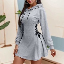 Women’s Tie Waist Mini Hoodie Dress, V Neck, Long Sleeve, Slim Fit (S-XXL) - $30.99