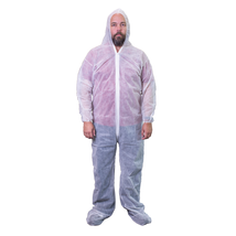 Lakeland WHITE SPUN POLY COVERALLS WITH HOOD AND BOOTS, ELASTIC WRISTS, ... - £8.47 GBP+