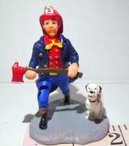 Christmas Village Fireman with Ax Station 3 and Dalmatian Lemax Figurine 2000 - £17.11 GBP