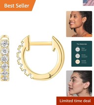 Stunning Cubic Zirconia Huggie Hoops in 14K Gold Vermeil - Perfect Gift ... - $49.50