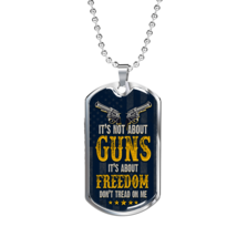 Gun Lover Freedom Dog Tag Stainless Steel or 18k Gold 24&quot; Chain - £37.92 GBP+