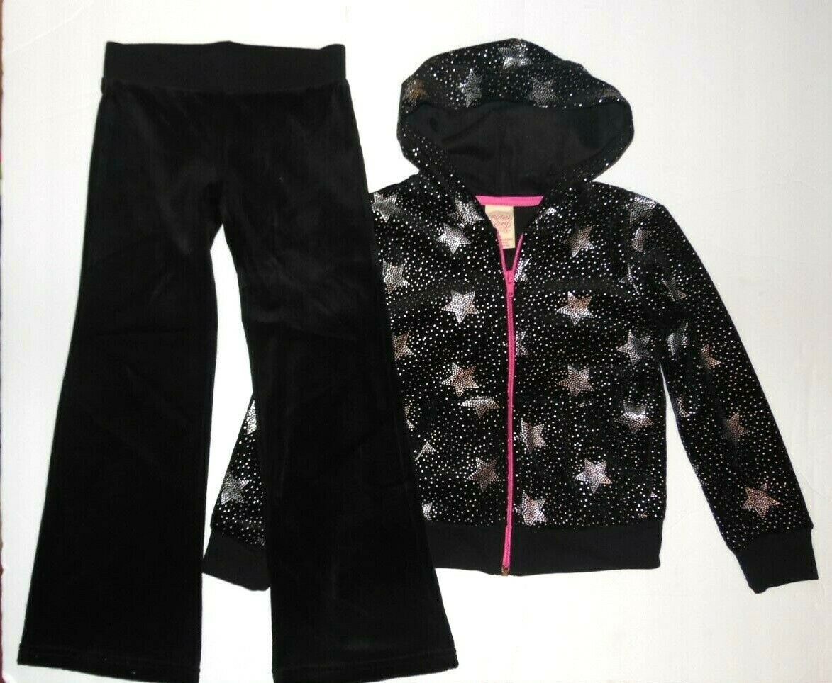 Primary image for Faded Glory Girls 2pc Hoodie and Pants Set Black Stars  Size 4 NWOT