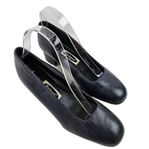 Rockport Shoes Womens 7W Navy Leather Almond Toe Slip On Pump Heels Comfort - $22.77