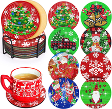 Diamond Painting Coasters, 8Pcs 5D Christmas Diamond Art Kits for Adults Kids, C - £13.66 GBP