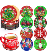 Diamond Painting Coasters, 8Pcs 5D Christmas Diamond Art Kits for Adults... - £13.67 GBP