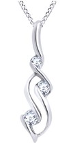 1/10Ct Rond Naturel Diamant Volutes Chaîne Pendentif 14K Plaqué or Blanc Argent - £135.03 GBP