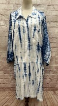 Ashley Stewart Womens Plus Size 26/28 Blue White Tie Dye Romper Linen Bl... - £31.06 GBP