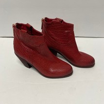 Sam Edelman Women Lisle Red Leather Ankle Boot Size 5 Western Chic Booties - £45.96 GBP