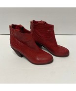 Sam Edelman Women Lisle Red Leather Ankle Boot Size 5 Western Chic Booties - £46.02 GBP