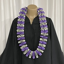 Graduation Money Lei 25 Crisp New Bills Precisely Folded Light Purple W/Beads - £71.94 GBP