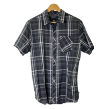 O&#39;Neill Button Front Short Sleeved Shirt Mens size Large Black Plaid - £17.95 GBP