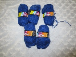 5--1-3/4 oz. skeins FLITS NEVEDA 52% Acrylic 48% Viscose BLUE YARN--125 ... - $9.90