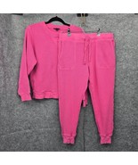 J Crew Pajama Set Womens Medium Pink Waffle Knit 2 pc Loungewear Cozy Co... - $36.45