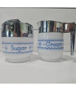 Vintage Gemco Atomic Snowflake Milk Glass Sugar Bowl &amp; Creamer Set - $17.77