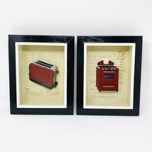 Kitchen Wall Art 3D Black Red Stove Toaster Shadow Boxes Decor Arister 2004 - £23.71 GBP