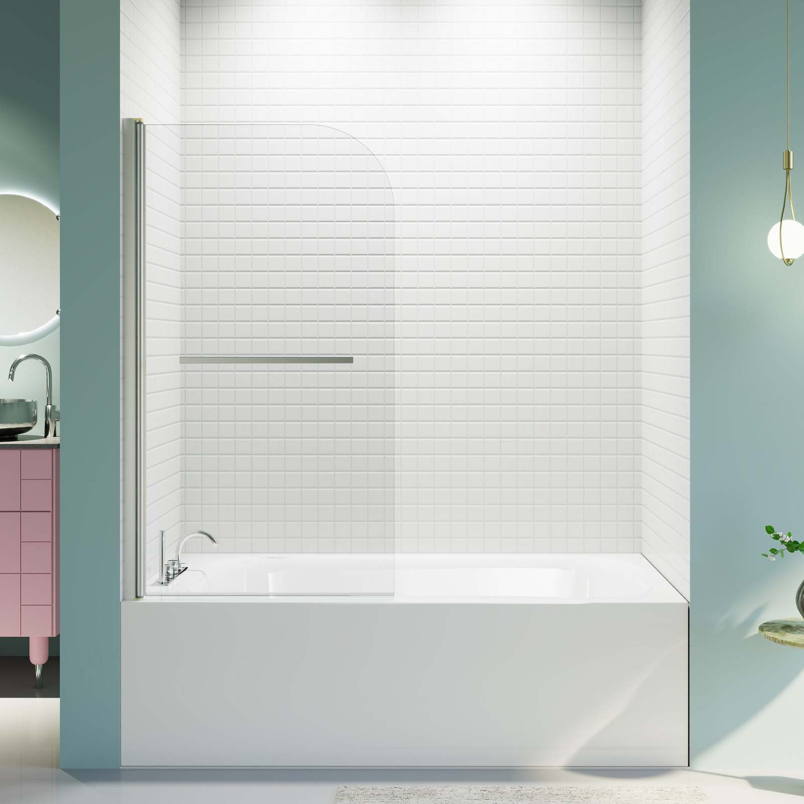 Frameless Shower Door 31x55&quot;, 6mm Glass, Chrome - $221.99