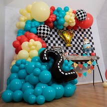 100Pc Easy Diy Vintage Two Fast Race Car Balloon Garland Kit With Bonus Trophy &amp; - £20.77 GBP