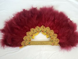 Wine Red Traditional Igbo Nigerian Wedding Bridal Clutch Feather Fan. - £53.94 GBP