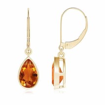 ANGARA Natural Citrine Pear-Shaped Drop Earrings for Women in 14K Gold (8x5MM) - £373.37 GBP