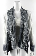 One World Live Let Live Cardigan Sweater Top Sz M Petite Gray Open Front... - $24.75