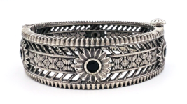 Traditional Yemenite Bridal Oxidized Silver Bangle Bracelet - £39.56 GBP