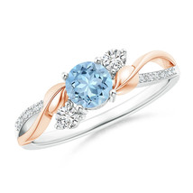 5Ct Round cut Blue Aquamarine 14K White/Rose Gold Plated Ring for Woman - £104.44 GBP