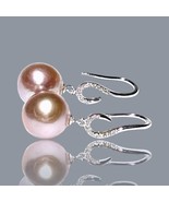 Fantastic 11.6 - 12mm Natural Purple Lavender Pink Edison Pearl Dangle E... - $113.60