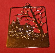 Vintage LILLIAN VERNON Brass Ornament - HOUSE &amp; TREE - 1980s - NOS - £7.82 GBP