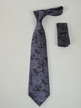 Men's Vito Rofolo Italy Tie Hankie Boxed 100% Silk VR-33 Purple Paisley image 2