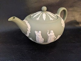 Wedgwood Jasperware Sauge Vert Théière Couvercle Grand 12.7cm Angleterre Mint - £72.48 GBP