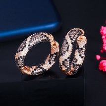 Luxury Designer Round Snake Leopard Hoop Earrings for Women Fashion Cubic Zircon - £19.57 GBP