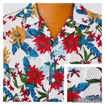 Original Use Hawaiian Aloha 2XL Shirt Iris Flower Mesh Jersey Light Weight - £39.81 GBP