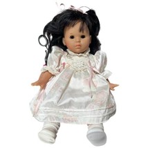 Vintage Zapf Creation Baby Doll 20&quot; Doll Black Hair Original 80s 90s Dress - £36.85 GBP